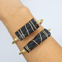 Load image into Gallery viewer, Black Tourmaline Crystal Cuffs - Large
